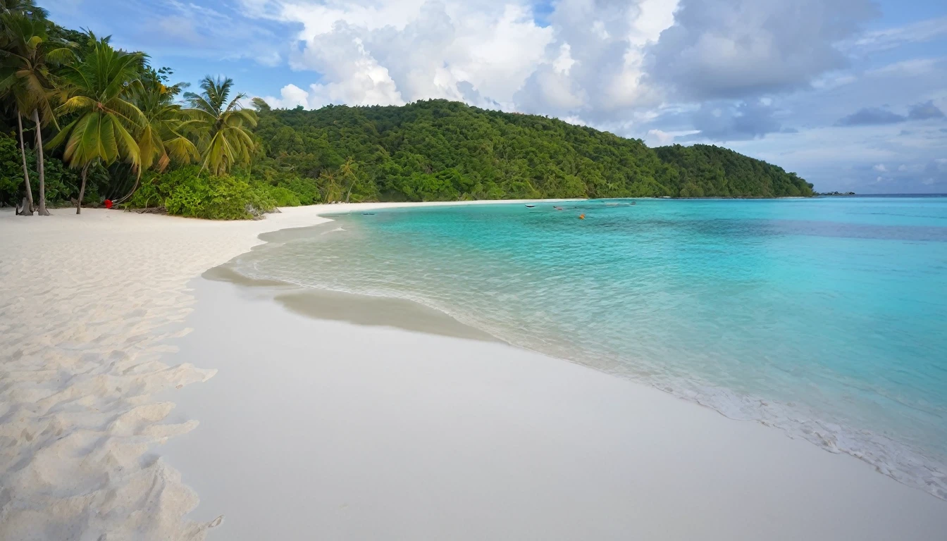 Near dusk、There is no one on the beach near the water、 White sand beach, Caribbean、 Beautiful beaches, Sandy Beach, White beach, Beautiful beaches, Beautiful tropical island beaches, at a Tropical Beach, Tropical Beach, Discarded sand, Stand on the beach in Boracay, sand and sea