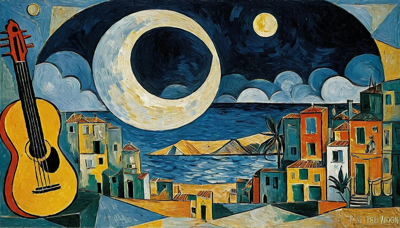 Ukulele, by Pablo Picasso (moon in the background)