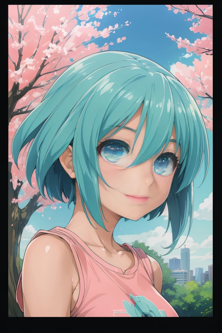 2d, masterpiece, best quality, anime, highly detailed face, highly detailed background, perfect lighting, lola, blue eyes, green_hair, cityscape, full_body, solo, solo focus, t-shirt, shorts, colorful auspicious clouds, sakura, leaf, tree, waterfall, acorn, soil, blurry_foreground, 1girl, day, painting, depth_of_field, blurry, (best quality), ((masterpiece)), cute anime girl, green hair, short hair, pink t-shirt, cutout above navel, blue denim shorts, black boots, forest, c(lean detailed faces), analogous colors, beautiful gradient, clean image, high quality, high detail, high definition, cute face, 4k resolution, full body, ultra sharp focus, extremely detailed eyes, blue eyes, detailed symmetric realistic face, extremely detailed natural texture, perfectly centered medium upper shot, nikon d850 film stock photograph, kodak portra 400 camera f1.6 lens, extremely detailed, amazing, fine detail, rich colors, one body, fully clothed, face, head in frame, body in frame, good proportions, smiling, android heroine, vivid color.digital 2d, anime manga robot! anime girl, fully robotic!! girl, nanogirlv 2, symphogear, fully robotic!!, mikudayo, masterpiece, best quality, reeds, lens flare, shade, bloom, official artwork