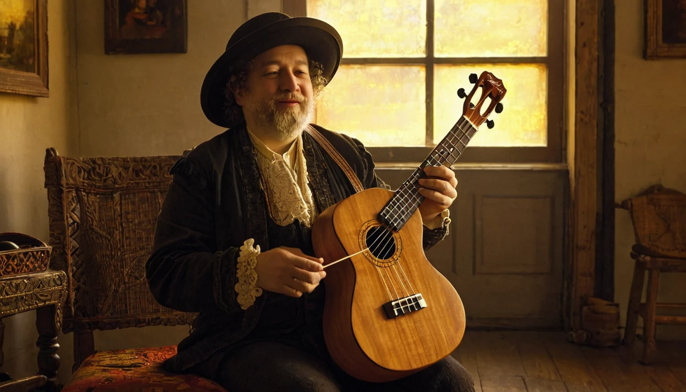 Ukulele, por Rembrandt ( sun in the background)