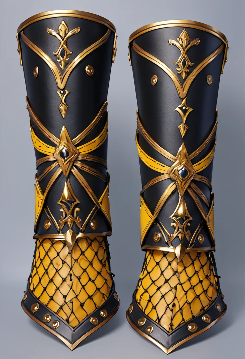 masterpiece, 8k, best quality, highly detailed, gauntlets made of a leather with yellow webs covering the gauntlets