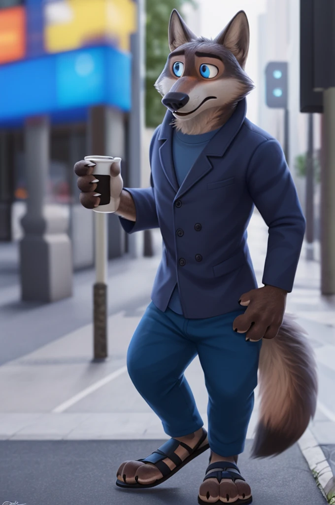 Emilia (Zootopia), wolf, Gray Fur, (brown body:1.3), Blue eyes, Zootopia, dressed,blue jacket,shirt,blue pants,red,women'sandals,female breast,canine, wolf, detailed fur, Female, second, paw pads, finger claws, At the viewer, 5 fingers, paws, 5 fingers,I'm sitting in the office and working,mood,open mouth, cameras with flash, loves,розовые women'sandals,
BREAK from nextel, for dating, by xenoforge, (difficult, high detail, film photography, soft focus, RAW, fluororealism, realistic, photorealistic, analog style, Subsurface scattering,стесняется носить sandals на каблуках,
masterpiece, Best quality, ultra realistic, 8 thousand.)