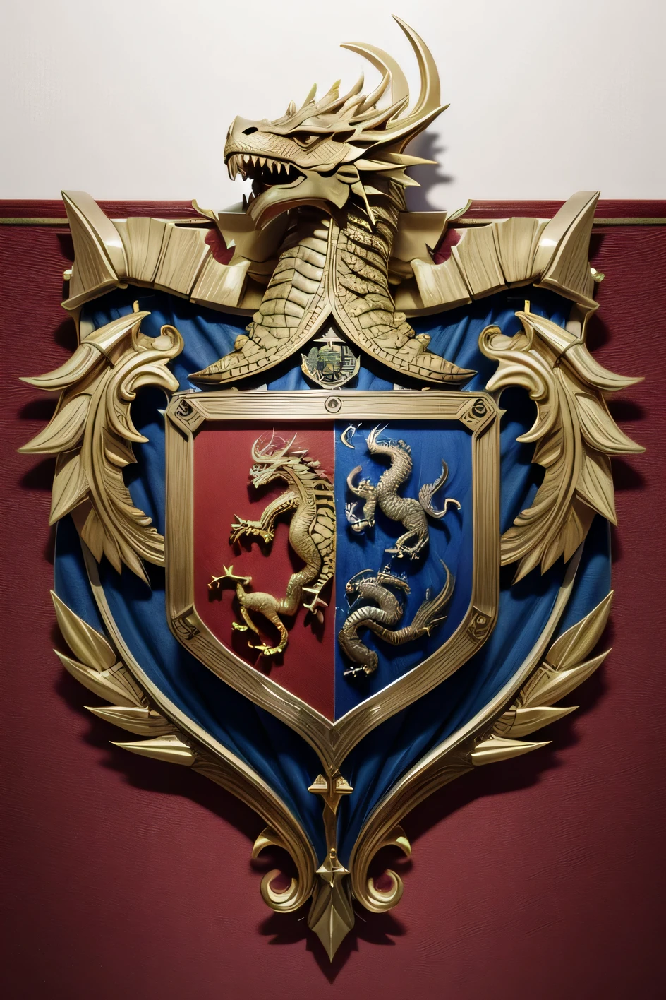 Kingdom coat of arms with dragon very easy to draw 