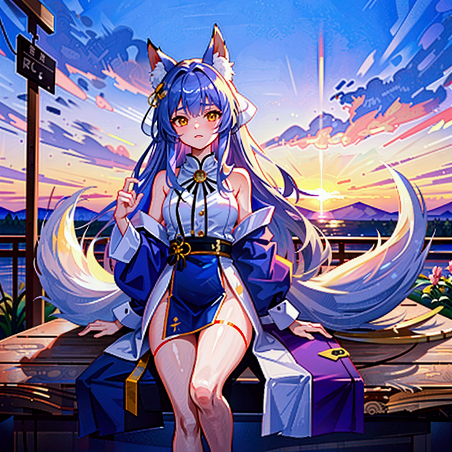 Describe a scene where a cute girl character is lying on a grassy hill, Looking up at the starry sky. Surround her with colorful nebulae and her favorite constellations.