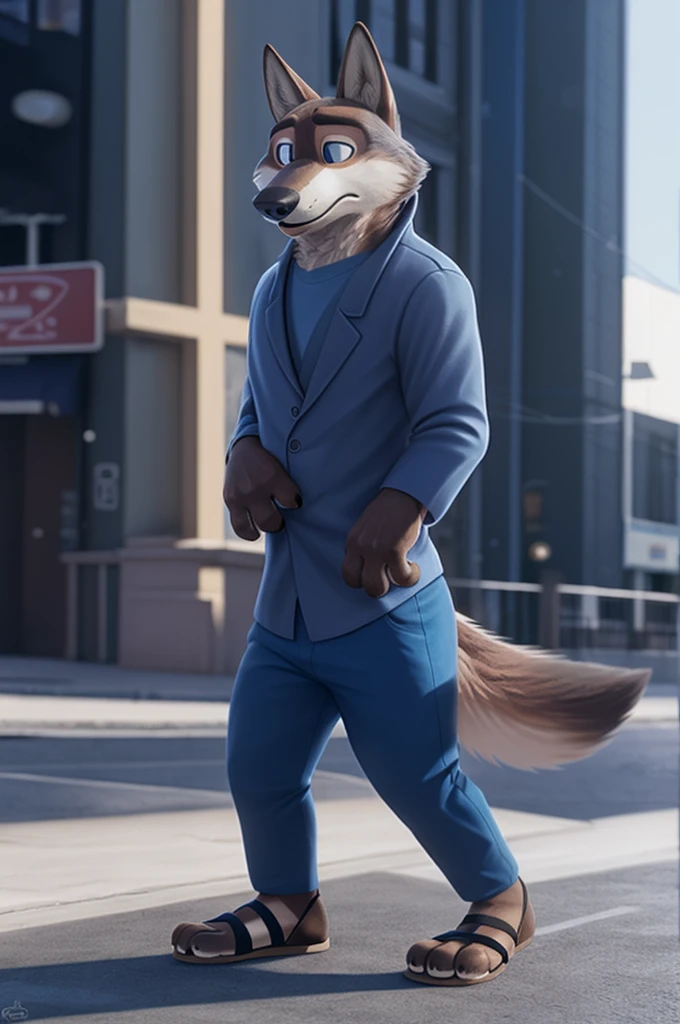 Emilia (Zootopia), Wolf, Gray Fur, (brown body:1.3), Blue eyes, Zootopia, dressed,blue jacket,shirt,blue pants,red,women'sandals,female breast,canine, wolf, detailed fur, Female, second, paw pads, finger claws, At the viewer, 5 fingers, paws, 5 fingers,I'm sitting in the office and working,mood,open mouth, cameras with flash, loves,розовые women,sandals каблуки, female breast,
BREAK from nextel, for dating, by xenoforge, (difficult, high detail, film photography, soft focus, RAW, fluororealism, realistic, photorealistic, analog style, Subsurface scattering,стесняется носить sandals на каблуках,
masterpiece, Best quality, ultra realistic, 8 thousand.)