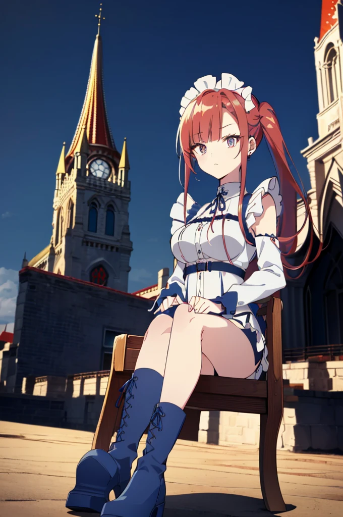 [(cathedral background:1.4)::5],original,(illustration:1.1),(best quality),(masterpiece:1.1),(extremely detailed CG unity 8k wallpaper:1.1), (colorful:0.9),(mid shot:0.95),(full body:1.5),Dynamic angle,(solo:1.2), (girl),((adult)), (detailed beautiful eyes:1.15), (beautiful face:1.15), (glowing red eyes:1.25////),((medium hair)),((split-color hair,red hair,blue hair)),(high twintails),(chignon),(+perfect hand+:1.21),(Draw an illustration of a gothic girl),(Religious),(slender),(is wearing boots on her feet),((is wearing white maid clothes)),(furious), Lace Off-shoulder lolita fashion,beautiful slender woman,high twintails,((split-color hair,red hair,blue hair)),((split-color hair,red hair,blue hair)),from side,((split-color hair,red hair,blue hair)),
