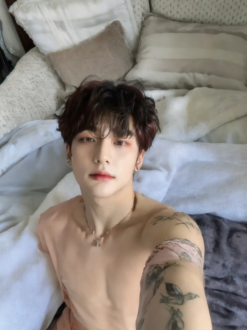 hyunstayv2, front facing, twink, parted lips, (dark pink hair:1.2), dark pink prince regal outfit, (ultra realistic:1.2), (close-up photo:1.1), (gothic european castle background:1.2), (intricate:1.2), (looking at viewer:1.2),