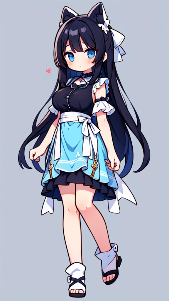 1 girl light blue miaid clothes long straight black hair eyes light blue big breasts,full body,front facing,background simple