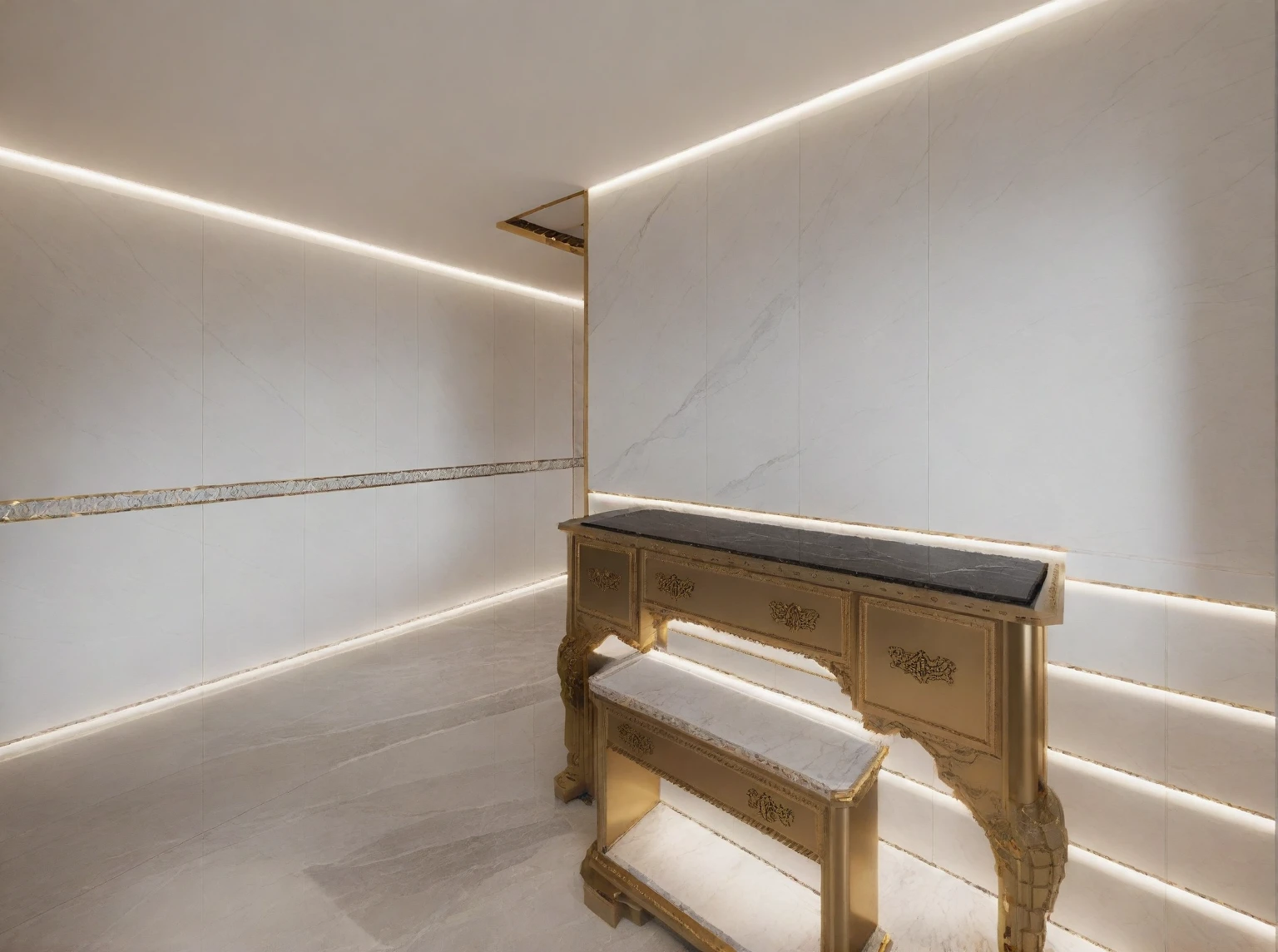 Raw photo,Masterpiece, high quality, best quality, authentic, super detail,
indoors, interior , (( ALTAR WORSHIP ROOM :1.3)), modern style, daylight, (WHITE WALL),luxury, marble tile floor,