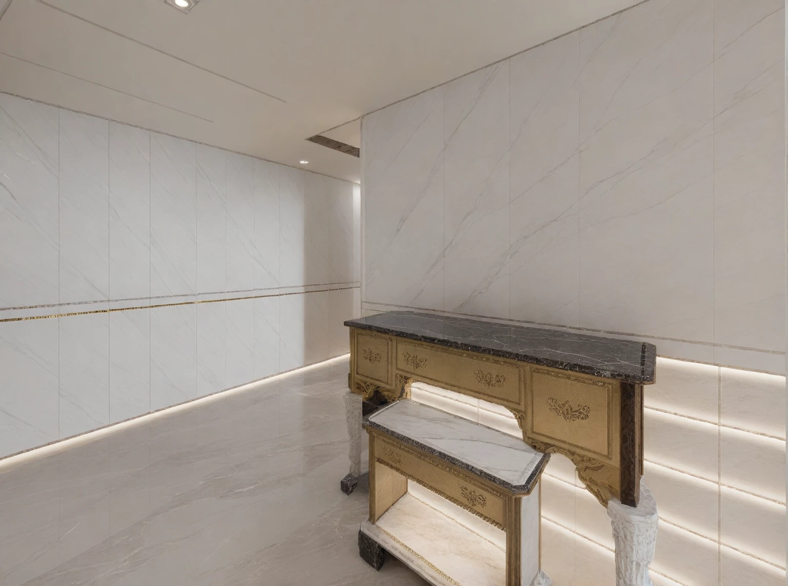 Raw photo,Masterpiece, high quality, best quality, authentic, super detail,
indoors, interior , (( ALTAR WORSHIP ROOM :1.3)), modern style, daylight, (WHITE WALL),luxury, marble tile floor,