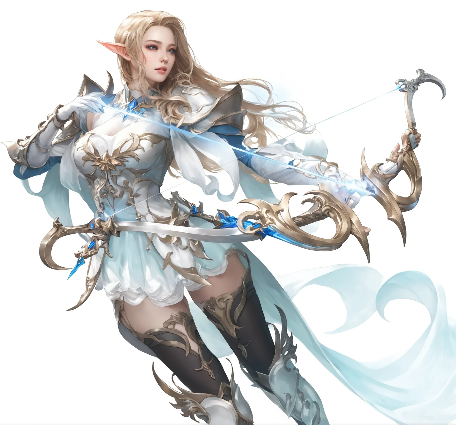 anime character with a sword and a dress with a blue cape, alluring elf princess knight, from lineage 2, granblue fantasy, lineage 2 revolution style, cushart krenz key art feminine, beautiful and elegant female elf, elf princess knight, render of april, beautiful and elegant elf queen, female elf, epic exquisite character art, realistic, ultra realistic, realistic costume, realistic hand
