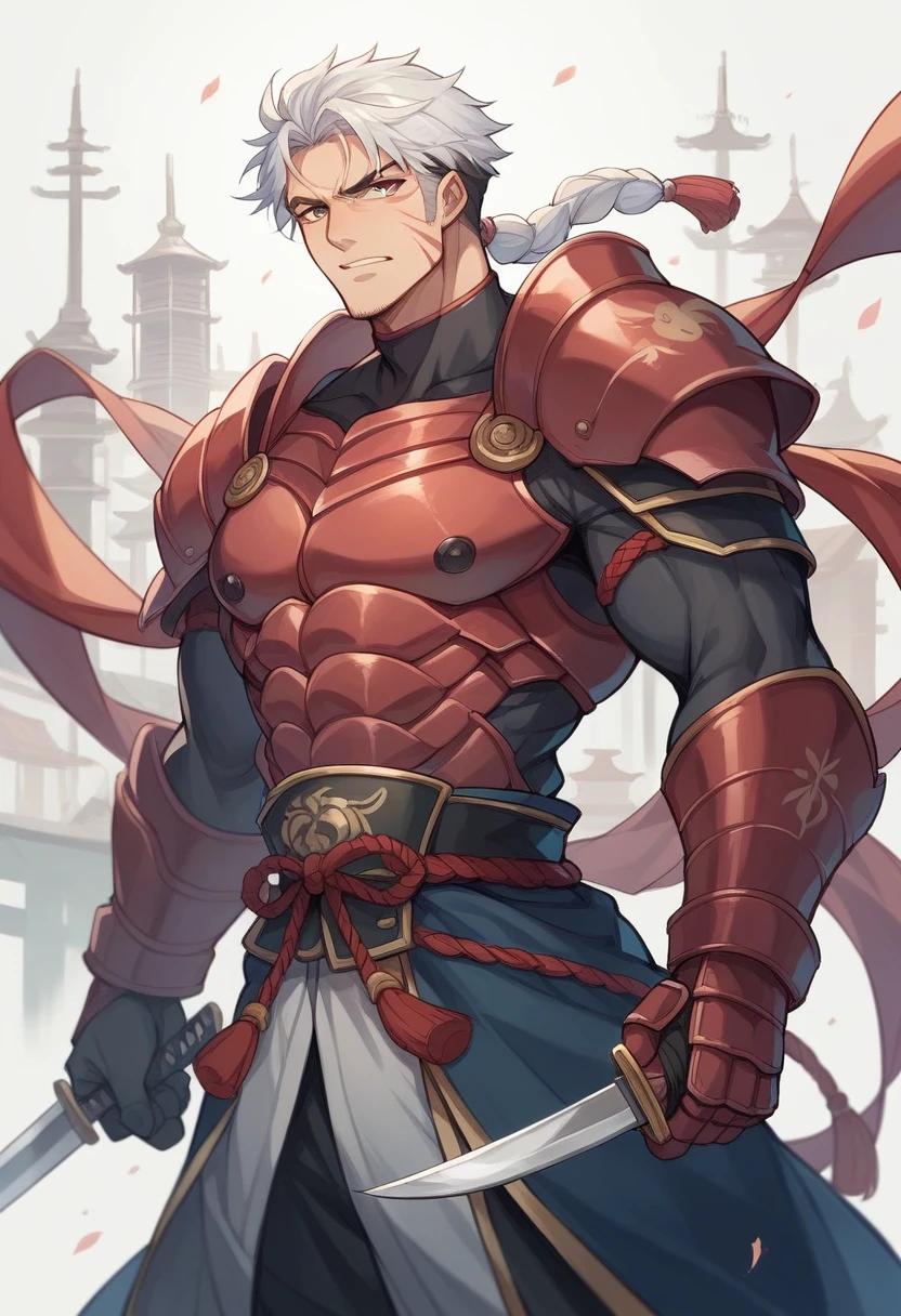 Red Hair,Red Armor,Mashu Kyrielight,youth,Huge muscles,Super huge penis