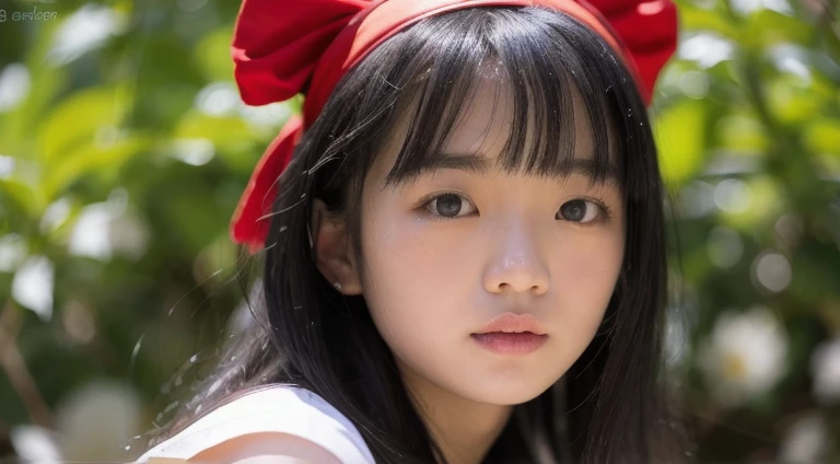 nakorurums,
red bow,
bow,
red hairband,
hairband,
hair fringe,
long hair,
ainu clothes,
fingerless gloves,
short sleeves,
kunoichi,
katana zero video game character,
amaterasu,
skin pores texture,
cute,
wrinkled skin,
sharp,
15 years old,
(Asian girl:1.2),
(Realistic hair:1.2),
(realistic eyes:1.2),
(Beauty face:1.3),
(detailed face and eyes):1.2, 
(freckles:0.5),
perfect body, 
perfect hands,
perfect face,
perfect eyes, 
Best quality, 
ultra highres, 
(realistic, photo-realistic:1.33), 
(8k, RAW photo, best quality, masterpiece:1.2), wide shot, 135mm, Canon, UHD, textured skin, super detail, high details, high quality, best quality, highres, 16k