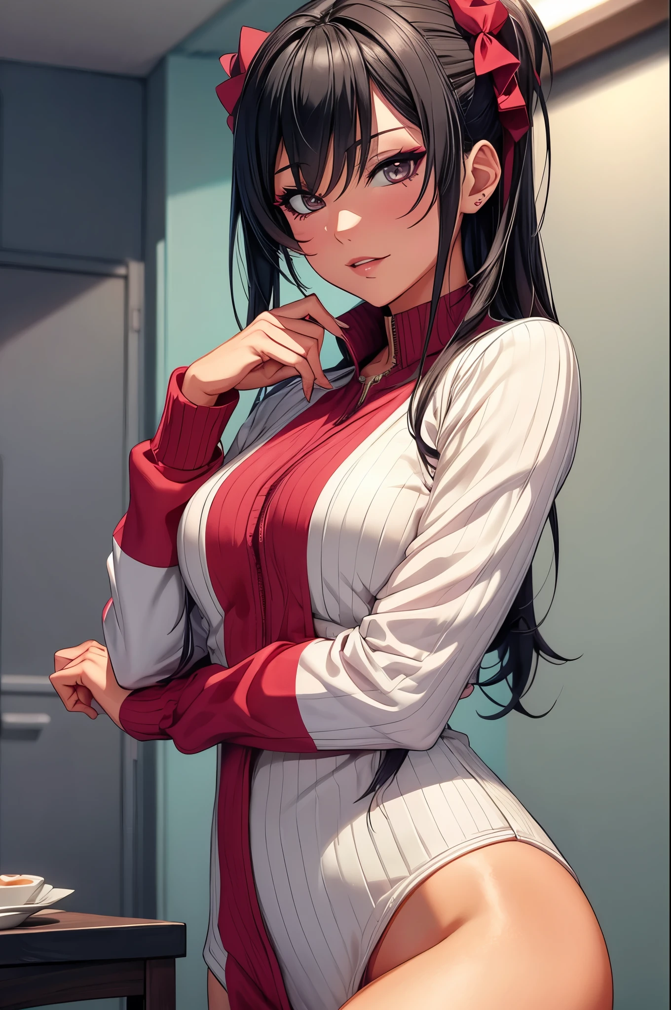 Adult Ikumi Mito by anime Shokugeki no Souma , CG 8k ultra-realista, hot woman, seductive eyes, make-up