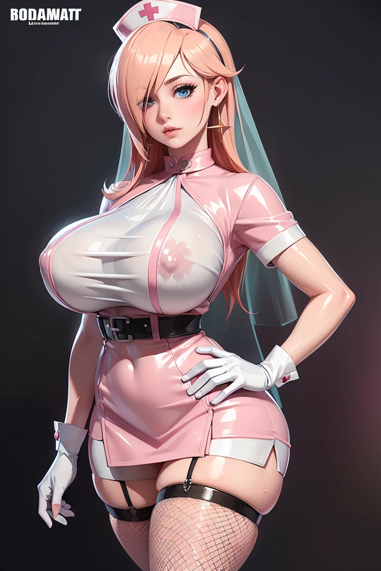 masterpiece, absurdres, sakura\(boruto\), 1womanl, solo, mature woman, full body, upper body close up of a woman as a Nurse, Nurse Cap, Whiteware, ((Grey miniskirt, Fishnet legwear)), photorealistic, high resolution, hips up, look at viewer, (detailed face), White Gloves, ((translucent harem veil, Cover the nose)), name tag, perfect composition, detailed lips, big breast, beautiful face, body proportion, blush, (pink lips), long pink hair, green-eyed, realistic eyes, soft gaze, super realistic, detailed, photoshoot, realistic face and body, Standing, hospitals, sharp outline, Short sleeves, a mature female, 35 year old