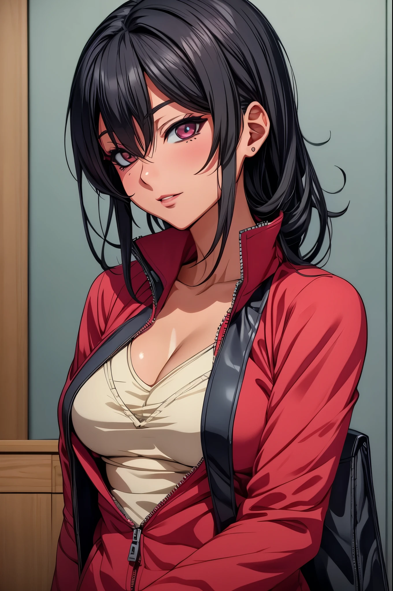 Adult Ikumi Mito by anime Shokugeki no Souma , CG 8k ultra-realista, hot woman, seductive eyes, make-up