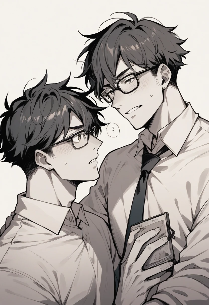 Two men, one with glasses, listening to a systems engineer's complaints