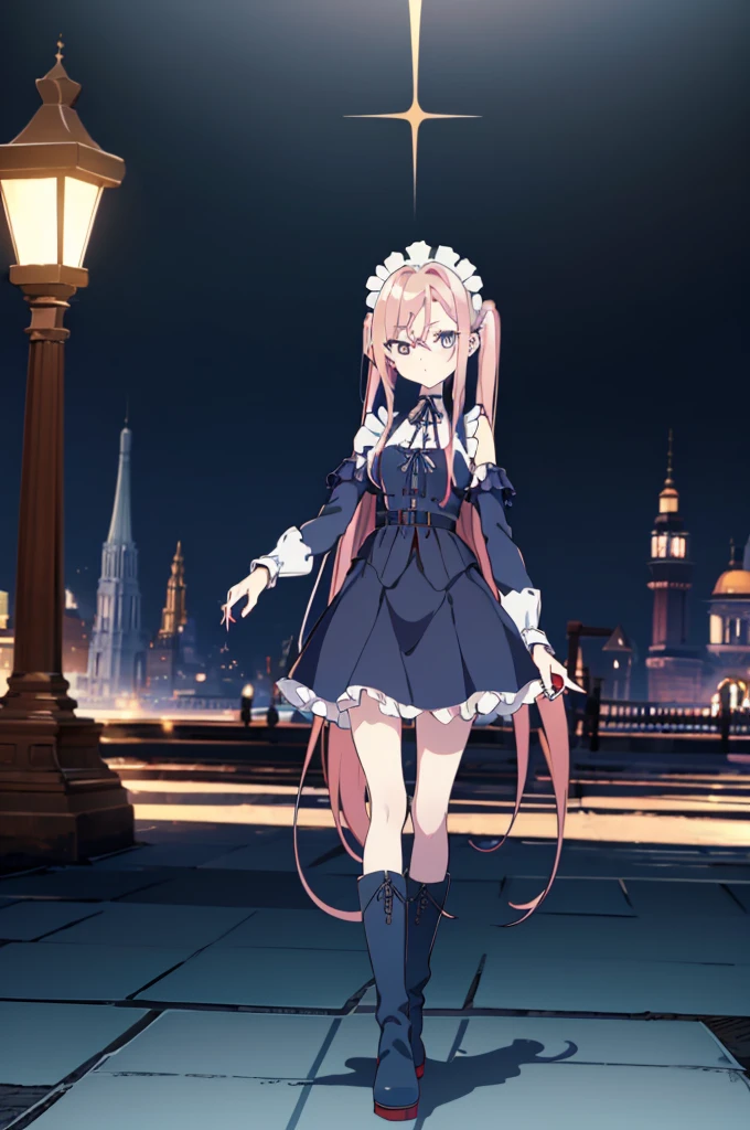 [(cathedral background:1.4)::5],original,(illustration:1.1),(best quality),(masterpiece:1.1),(extremely detailed CG unity 8k wallpaper:1.1), (colorful:0.9),(mid shot:0.95),(full body:1.5),Dynamic angle,(solo:1.2), (girl),((adult)), (detailed beautiful eyes:1.15), (beautiful face:1.15), (glowing red eyes:1.25////),((medium hair)),((split-color hair , red hair , light blue hair)),(high twintails),(chignon),(+perfect hand+:1.21),(Draw an illustration of a gothic girl),(Religious),(slender),(is wearing boots on her feet),((is wearing white maid clothes)),(furious), Lace Off-shoulder ta fashion,beautiful slender woman,high twintails,full body,mini skirt,((split-color hair , red hair , light blue hair)),((black long boots)),((mini skirt)),((adult)),((dynamic angle)),
