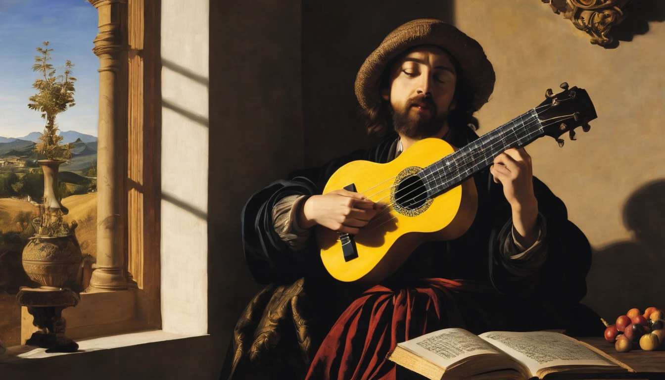 Ukulele, by caravaggio (sun in the background)