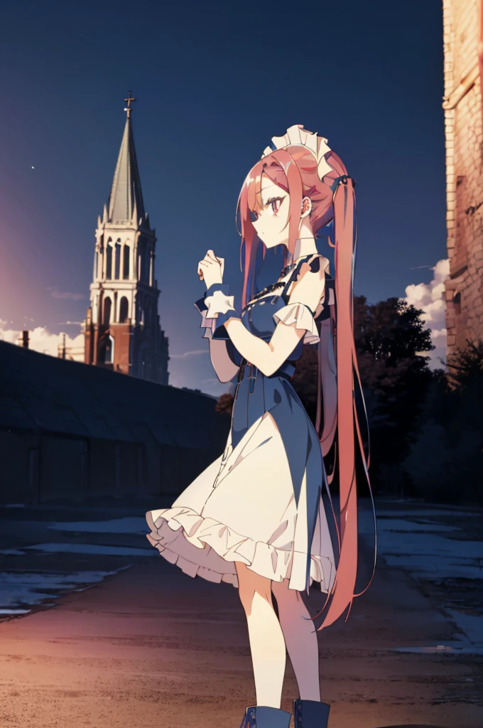 ((split-color hair,red hair,blue hair)),[(cathedral background:1.4)::5],original,(illustration:1.1),(best quality),(masterpiece:1.1),(extremely detailed CG unity 8k wallpaper:1.1), (colorful:0.9),(mid shot:0.95),(full body:1.5),Dynamic angle,(solo:1.2), (girl),((adult)), (detailed beautiful eyes:1.15), (beautiful face:1.15), (glowing red eyes:1.25////),((medium hair)),((split-color hair,red hair,blue hair)),(high twintails),(chignon),(+perfect hand+:1.21),(Draw an illustration of a gothic girl),(Religious),(slender),(is wearing boots on her feet),((is wearing white maid clothes)),(furious), Lace Off-shoulder ta fashion,beautiful slender woman,high twintails,((split-color hair,red hair,blue hair)),((split-color hair,red hair,blue hair)),from side,((split-color hair,red hair,blue hair)),((split-color hair,red hair,blue hair)),((split-color hair,red hair,blue hair)),