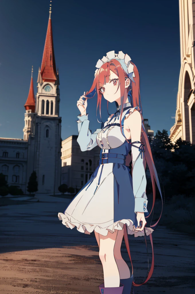((split-color hair,red hair,blue hair)),[(cathedral background:1.4)::5],original,(illustration:1.1),(best quality),(masterpiece:1.1),(extremely detailed CG unity 8k wallpaper:1.1), (colorful:0.9),(mid shot:0.95),(full body:1.5),Dynamic angle,(solo:1.2), (girl),((adult)), (detailed beautiful eyes:1.15), (beautiful face:1.15), (glowing red eyes:1.25////),((medium hair)),((split-color hair,red hair,blue hair)),(high twintails),(chignon),(+perfect hand+:1.21),(Draw an illustration of a gothic girl),(Religious),(slender),(is wearing boots on her feet),((is wearing white maid clothes)),(furious), Lace Off-shoulder lolita fashion,beautiful slender woman,high twintails,((split-color hair,red hair,blue hair)),((split-color hair,red hair,blue hair)),from side,((split-color hair,red hair,blue hair)),((split-color hair,red hair,blue hair)),((split-color hair,red hair,blue hair)),