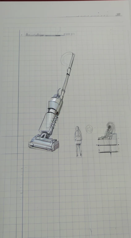 sketches of a vacuum cleaner and a mop on a sheet of paper, conceptual art | Dyson, drawing, drawn on paper, minimalistic drawing, simple drawing, conceptual sketch, by Aleksander Kotsis, conceptual art!!, On a notepad page, concept drawing, conceptual art!, line sketch, prop design, hand-drawn, drawing, technical sketch