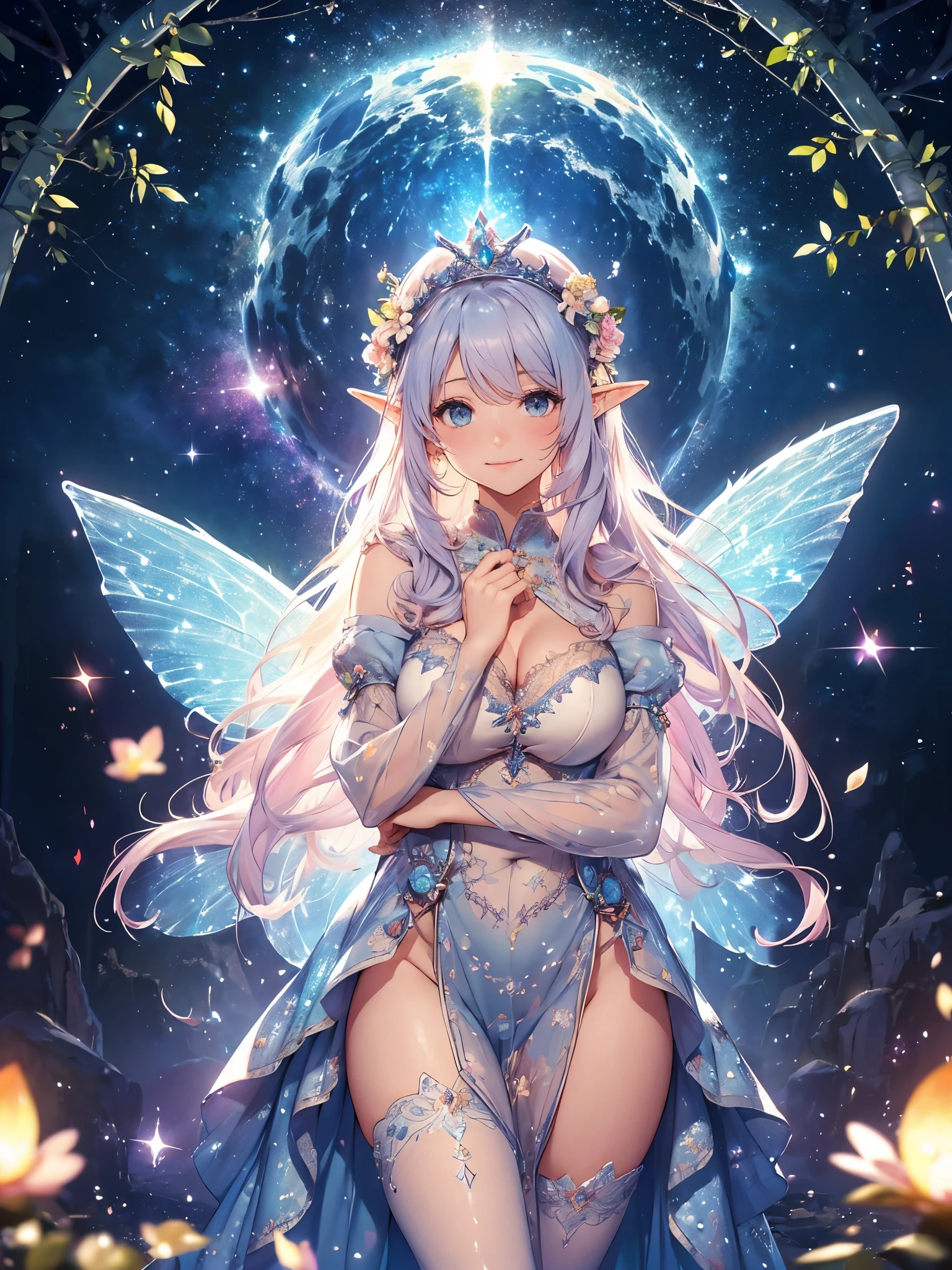 最high quality、1 woman elf on screen 、Beautifully decorated bra、Beautiful foam、、CourtyardShining fairy wings、Flower fractal art Beautiful Nature((beautiful night))Lots of constellations ((starry night)) 、Bigger on the screen((cowboy shot )) 、((seethroughbodystocking, dress)),Beautiful radiance,High-definition depiction, Realistic, 8K, Unity, beautiful Shot, light smile, Beautifully and vividly drawn, , Beautiful, beautiful, clear skin、sexly,beautiful underwear,Countless rays of light pouring down, Swirling Light, Raise one arm above your head, Intense light is emitted from the magic circle in front of the girl. flower、Particles of light、nature at night、Magic Fairy tale、
Romanticism,Cowboy Shot: The most beautiful form of chaos, Mr..々colour, Intertwined flowers, Particle,magical gentle light,smile,,image quality、masterpiece、Beautiful Face、Super beautiful elf woman((Big breasted 22 year old office lady、Bust 100,Beautiful long ironed hair 、bionde hair,height: 165cm。、ANDsbian、、high quality、、Visual art、Written boundary depth、universe、Happy smile、、elegant、ticker beautiful decorative、、beautiful tiara、Beautiful Beautiful Landscape、mountain、beautiful city, A kind smile、wonderful、Fluttering petals、Dance happily、、Cultivate fantasy、、Mystery light Lots of flowers、art,mystery,Ultra-high resolution,atmosphere A colorful and dreamy anime-style illustration of a young girl with beautiful hair,Beautiful Forest. surrounded by a kaleidoscope of colors and glowing lights. The background is filled with whimsical details and a magical atmosphere. --ar 3:4 --style raw --stylize 600 --niji 6、Throne Beautiful