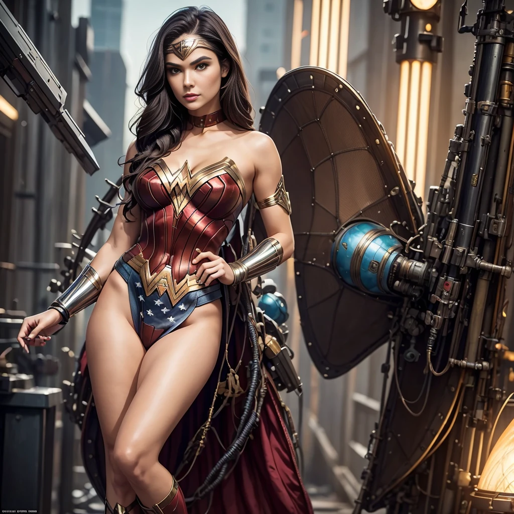 a close up of a woman in a costume with a bunch of aliens, james jean soft light 4 k, wlop : :, art-deco style, portrait of wonder woman, inspired by Noriyoshi Ohrai, trending on artstaion, mechanized soldier girl, sci - fi : :  