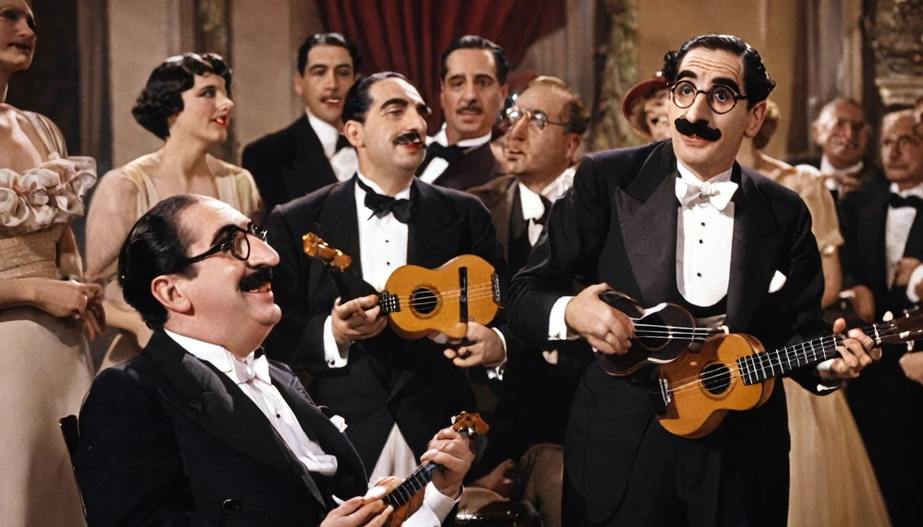 1935; Groucho Marx(a night at the opera) playing Ukulele