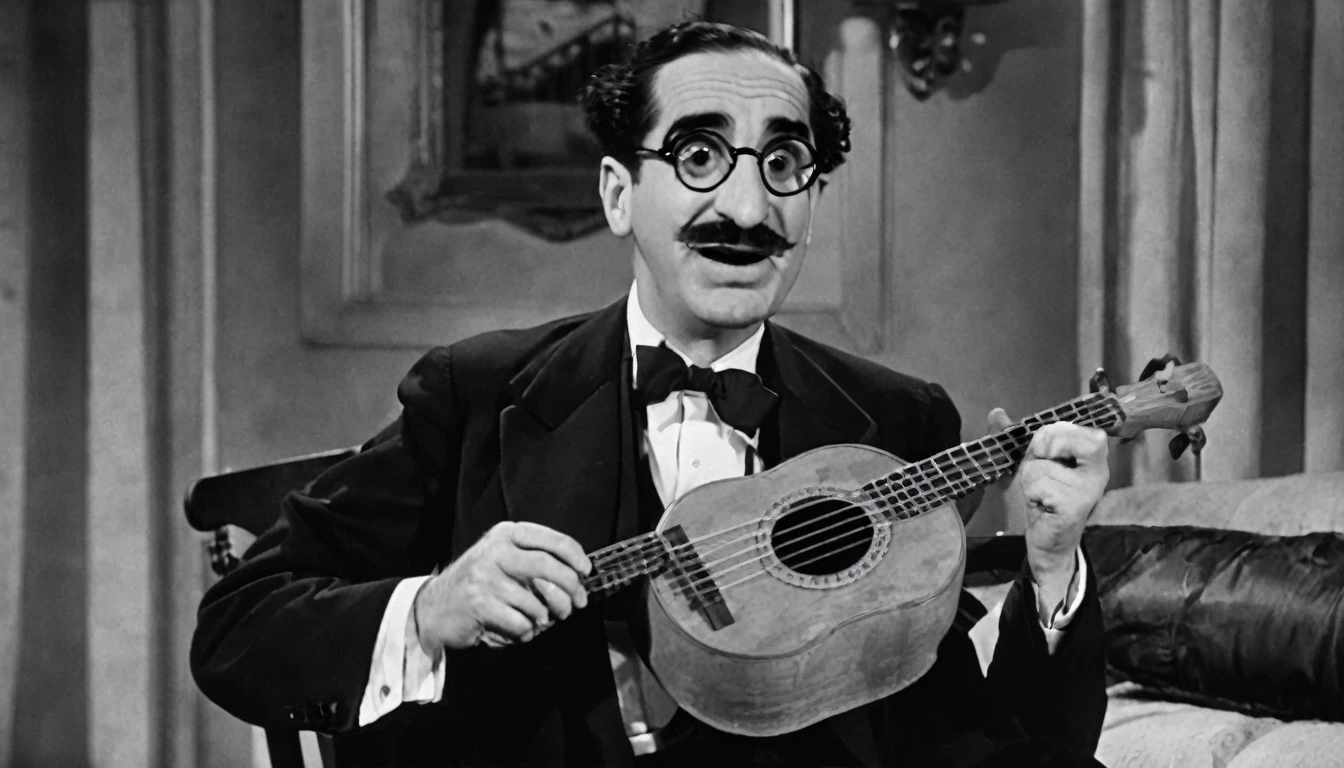 1935; Groucho Marx(a night at the opera)  playing Ukulele