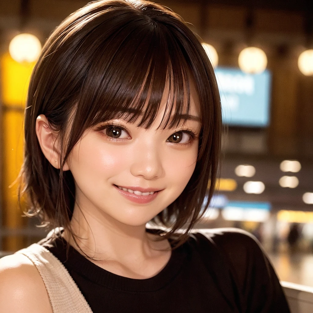 (masterpiece:1.2),(Highest quality),(Very detailed),(High resolution),(Photorealistic Stick),(RAW Photos:1.2),8K,Shooting indoors,Cinema Lighting,a close up of a woman with a white shirt on posing for a picture,Soft portrait shots,Beautiful Japanese Women,Gorgeous face portrait,Eye light,Sharp pupils,Very beautiful face,Beautiful portrait,A lovely and delicate face,Beautiful young Japanese woman,Random hairstyle,Look this way,(Depth of written boundary),(Cinema Lighting),(front),((From above)),(POV shot),(smile)