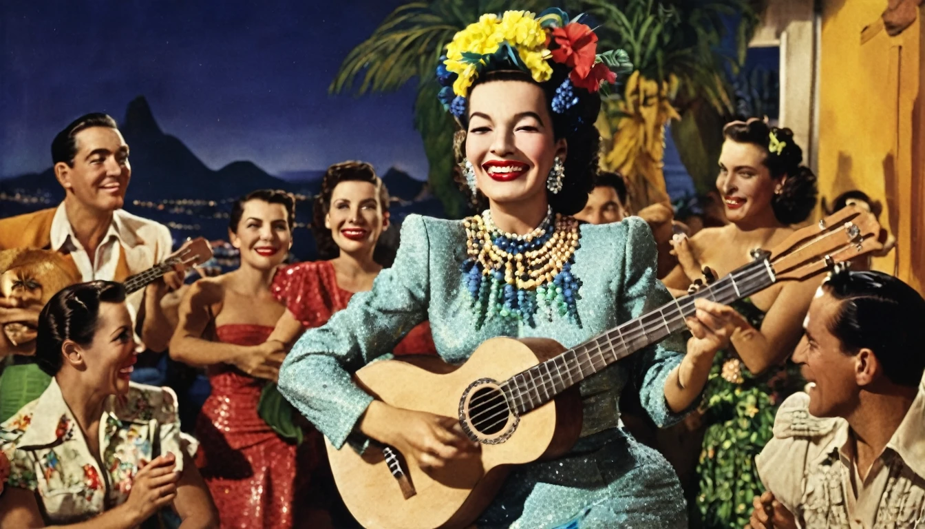 1941; Carmen Miranda (A Night in Rio) playing Ukulele, by Genevieve Naylor
