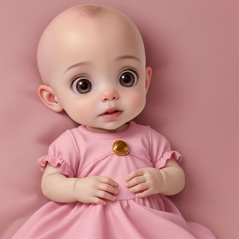 (( best qualityer ))baby de 9 meses, without hair, baldie, baby, brunette skin, baby fofa, Brown eyes, mulatto, baby muito fofa, baby linda, baby encantadora, pink dress, baby linda