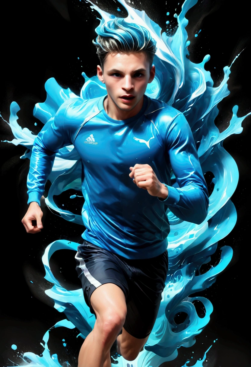 
      ( perfect anatomy )man in his twenties, Light blue wavy short hair,Sporty handsome boy running in blue sweatshirt, Rapidly, Forward running form, dynamic action posture, fast dynamic blur, flowing gradient with a sense of speed, HD and detailed master art, Vector Art Effects,    Fast flowing gradient ink,

                        ETC. Elements bring a vivid and unique atmosphere to the work. Light and shadow effects. The use of light and shadow in vector art.

                      ，Create a sense of three-dimensionality and movement with the simplicity of vector art、Pure expression