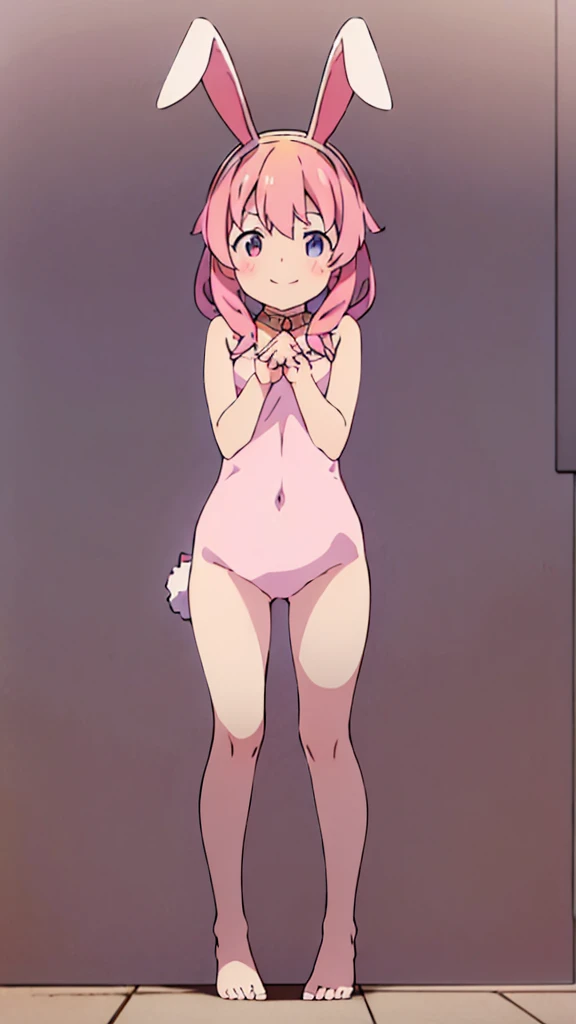 best quality, masterpiece, from above, 1girl, anime, red hair, (blush), (nude:1.1), flat chest, standing, (hands on hips:1.1), thighs indoors, bedroom, spread legs