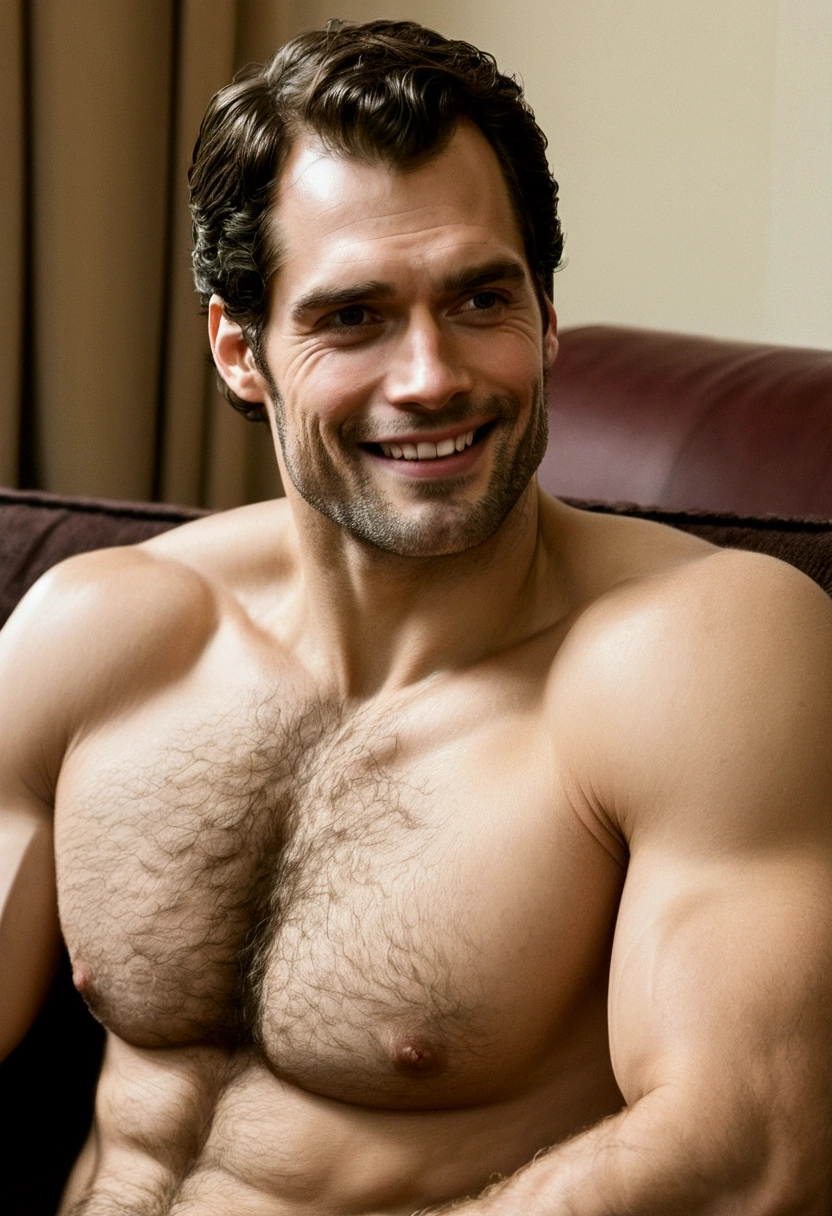 Henry Cavill naked showing thick and big hairy penis with short beard