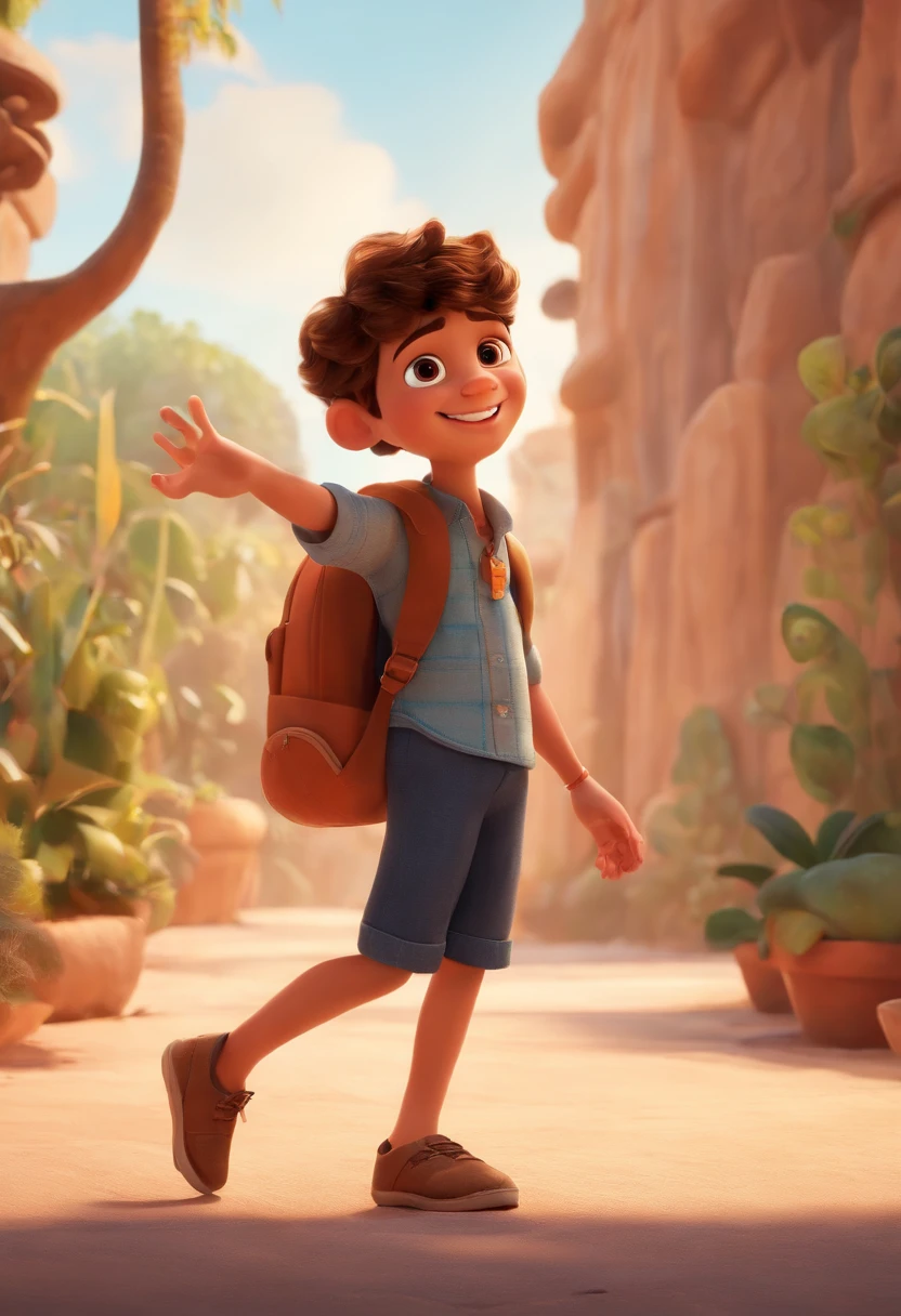 Image of a boy for a story in a YouTube video in Pixar format, He's the little allabester, He's the class leader, He's outgoing, Playful and gets up for a lot of things