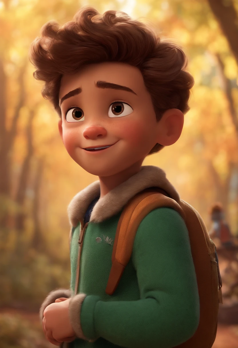 Image of a boy for a story in a YouTube video in Pixar format, He's the little allabester, He's the class leader, He's outgoing, Playful and gets up for a lot of things