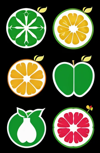 Logo with fruits and their silhouettes