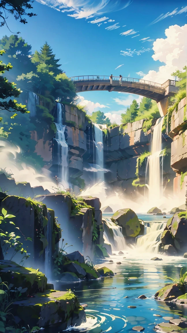 The sound of the waterfall can be heard from afar。Listen to the powerful sound、Reset your mind and body。