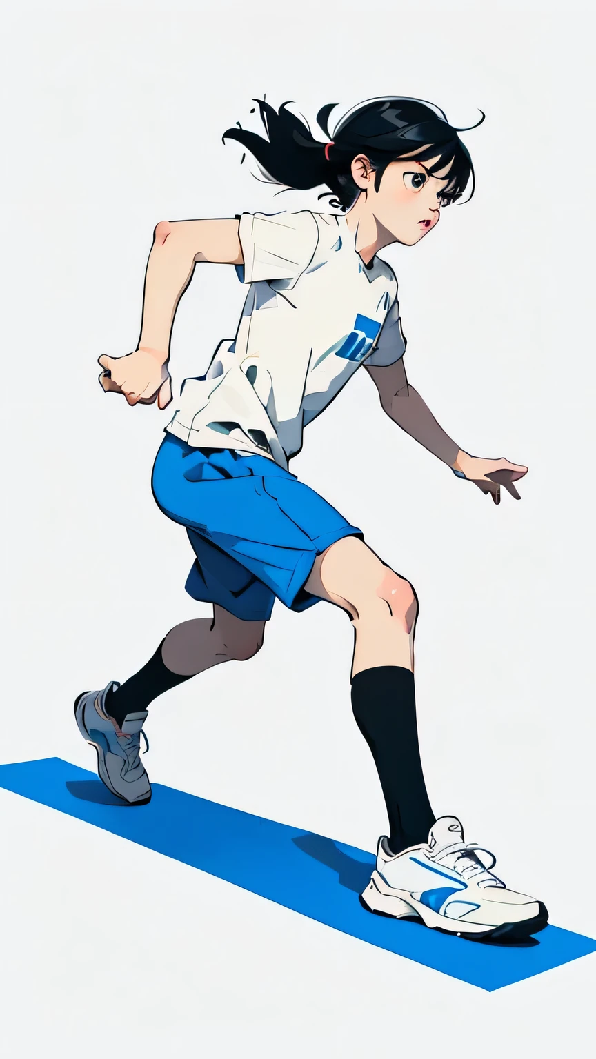 r running, cartoon simple drawingwhite background, simple lines, simple painting styleflat illustration, simple colors, vector graphic styledetails high definition, high resolution. --niji 6.