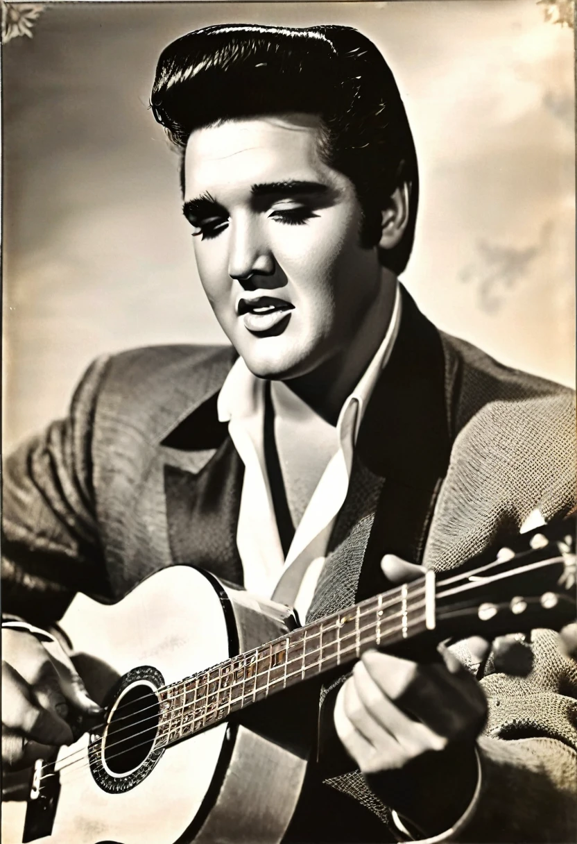 1950; Elvis Plesley tocando Ukulelê, by Genevieve Naylor