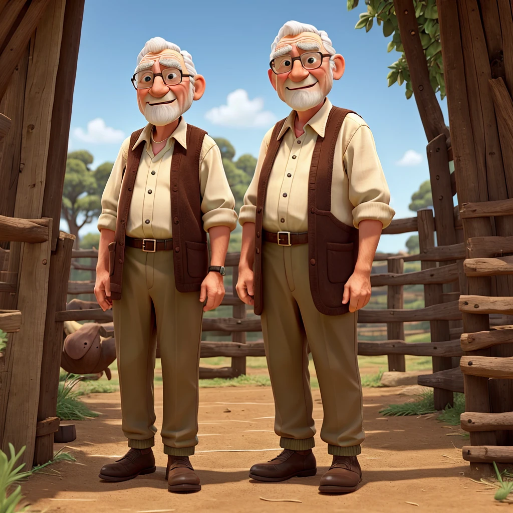 An Old man with his Goat in the Farm