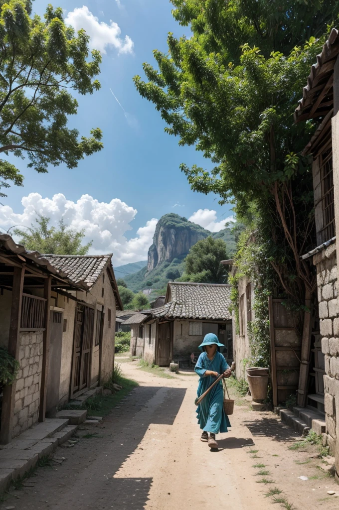 Imagine an ancient village on an ordinary day, where simple, hard-working people go about their daily routines unaware of the imminent danger that is approaching. Men and women dressed in simple period costumes go about their tasks: some work in agriculture, taking care of the plantations that support their families; others deal with local commerce, exchanging essential goods for the daily life of the community. Children run through the cobblestone streets, playing with makeshift toys while the older ones chat animatedly in the shade of the leafy trees. The sun shines high in the clear blue sky, while a gentle wind sways the washed clothes drying in the sun. biblical era of Noah,
This detailed description transports the viewer to the historical context of an ancient village from the time of Noah, vividly illustrating people's ordinary lives before the impending calamity that will transform their lives forever.