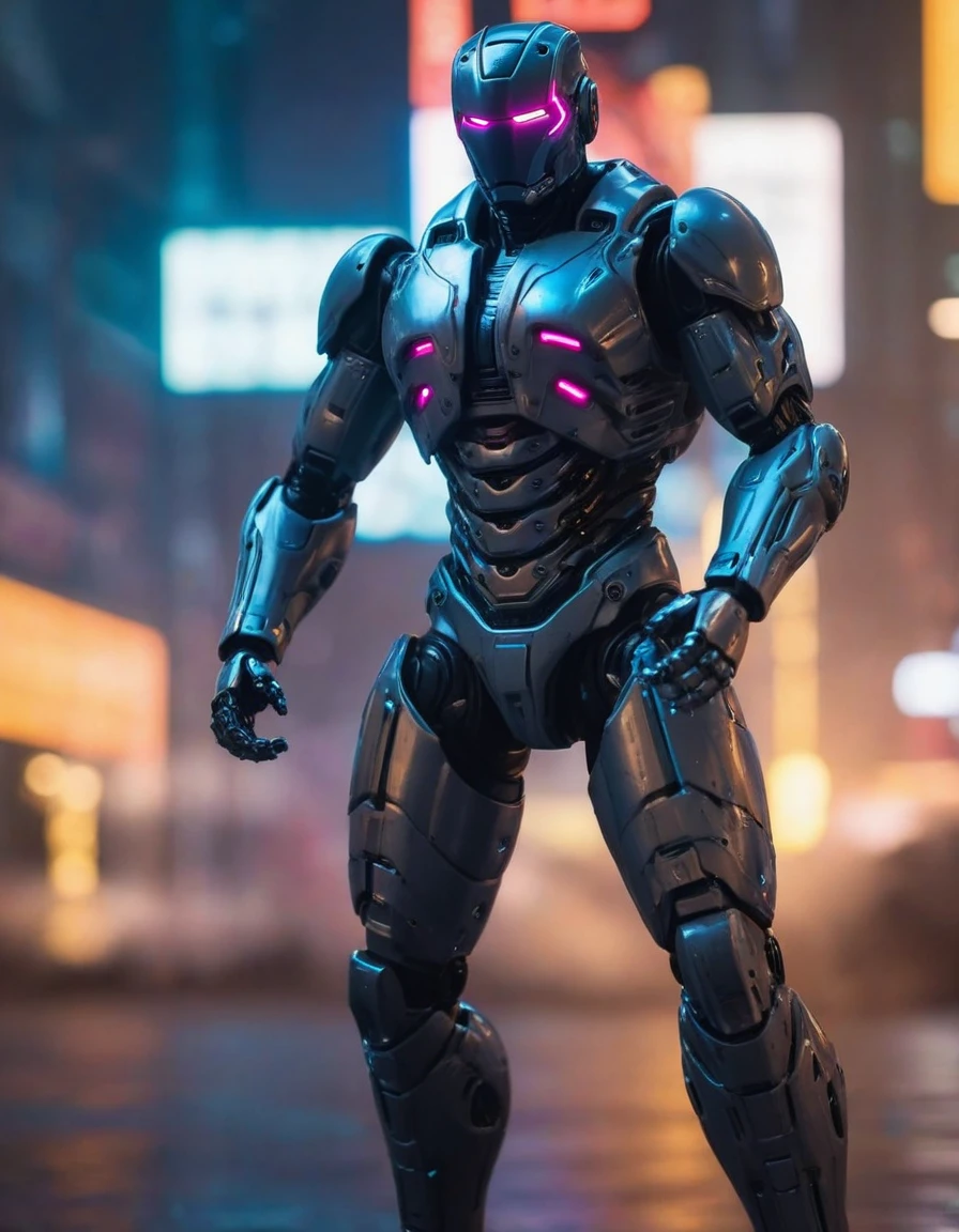 AdamSmasher1024, a robot, full body, fighting pose, cyberpunk background,  highly detailed, photography, ultra sharp, film, bokeh, professional, 64k    