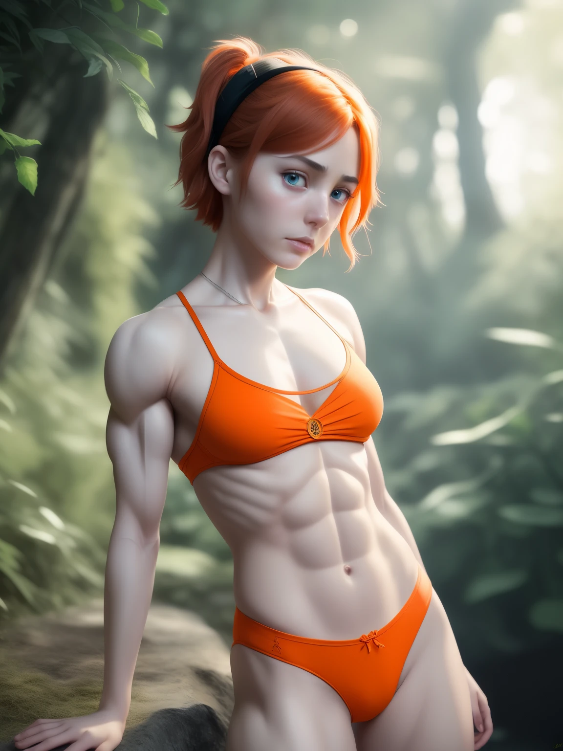 《Rick and Morty》Summer Smith, underwear, ((Cartoon Style)), Japanese cartoon, 穿着粉色underwear, big eyes, (Orange-red hair), (muscular:1.8), blue portal, 
Hot Topics on Artstation, Trending on CGsociety, complex, High Detail, Focus, drama, Realistic female body painting art by midjourney and greg rutkowski, cute tomboy, Magical atmosphere, ((Short and delicate hair)), (Delicate skin, Texture),
(complex的细节, Meticulous attention to detail, Extremely detailed), Ray Tracing, Subsurface scattering, (Background of fantasy underground world), Diffused soft light, Shallow depth of field, elapse (Oliver Waite), Clear focus bokeh