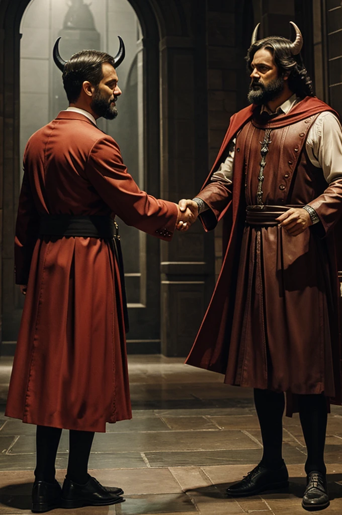 The devil shaking hands with God