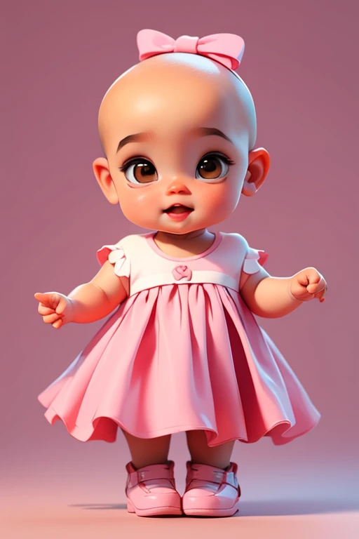 (( best qualityer ))baby de 9 meses, without hair, baldie, baby, brunette skin, baby fofa, Brown eyes, mulatto, baby muito fofa, baby linda, baby encantadora, pink dress, baby linda