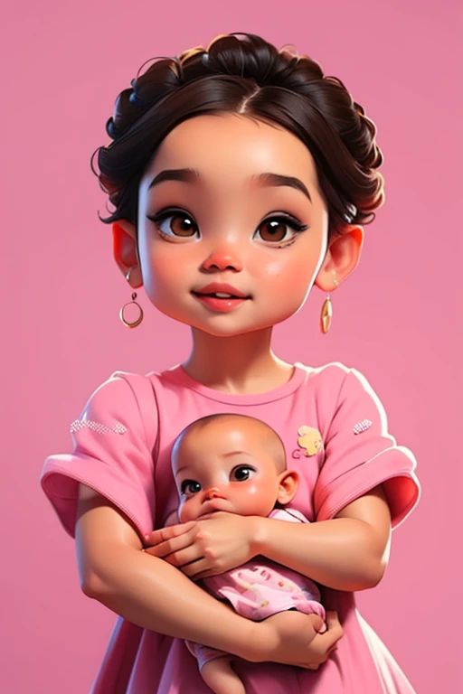 (( best qualityer ))baby de 9 meses, without hair, baldie, baby, brunette skin, baby fofa, Brown eyes, mulatto, baby muito fofa, baby linda, baby encantadora, pink dress, baby linda