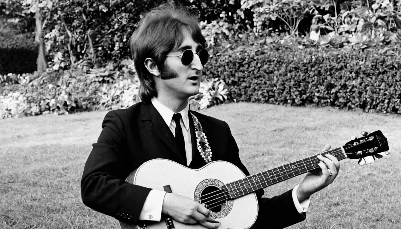 1967; John Lennon ( Sgt. Pepper's Lonely Hearts Club Band) tocando Ukulelê, by Genevieve Naylor